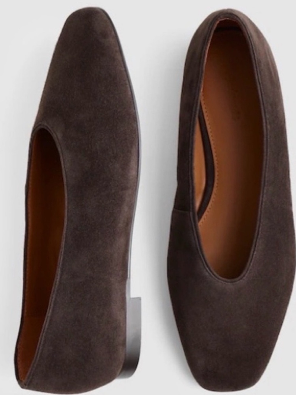 Madewell Dark Brown Suede Square-Toe Ballet Flats